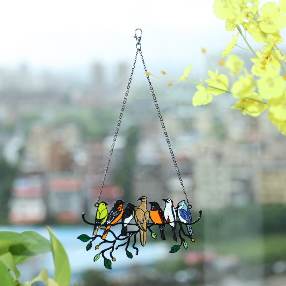 Glas-in-lood-hangers met vogels
