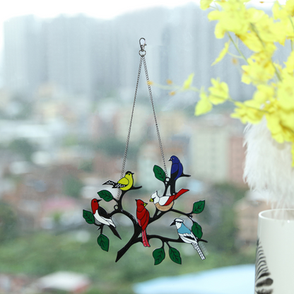 Glas-in-lood-hangers met vogels