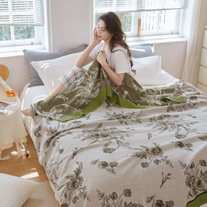 Omkeerbare pastorale katoenen sprei met bladmotief