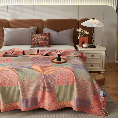 Omkeerbare kleurrijke katoenen vierkante quilt