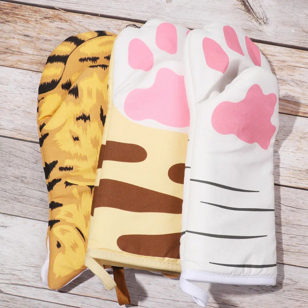 Keukenhandschoenen met kattenpootjes (paar)
