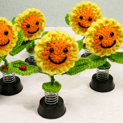 Gehaakte Zonnebloem voor op het Dashboard van de Auto