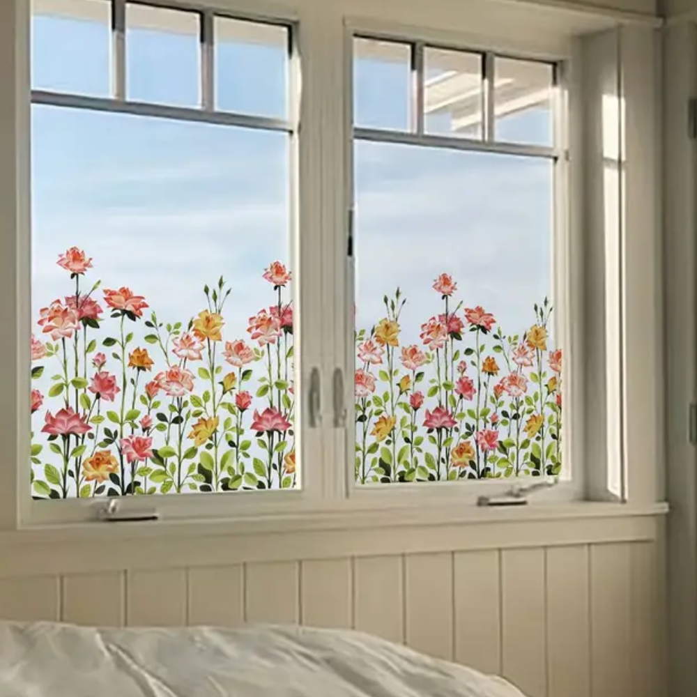 Raamstickers met bloemmotief
