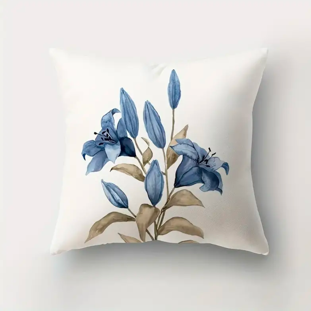 Kussenhoezen met blauwe bloemen