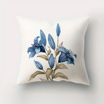 Kussenhoezen met blauwe bloemen