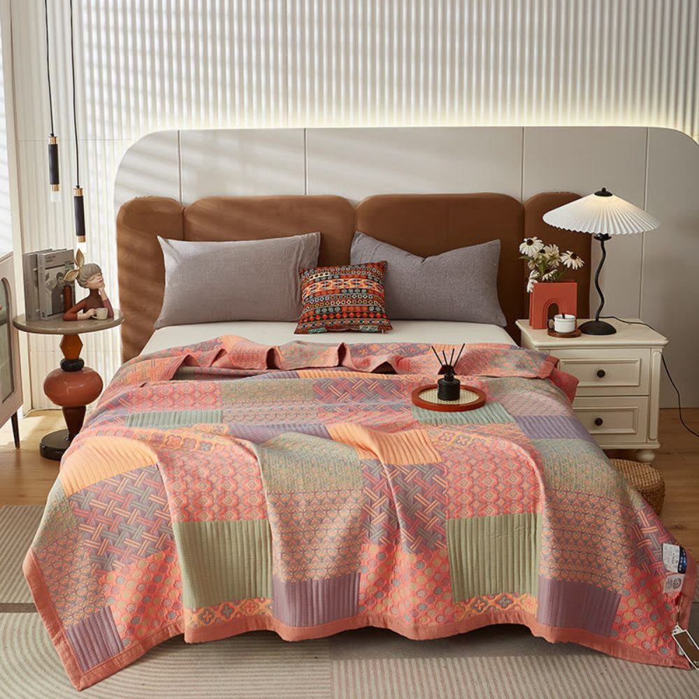 Omkeerbare kleurrijke katoenen vierkante quilt