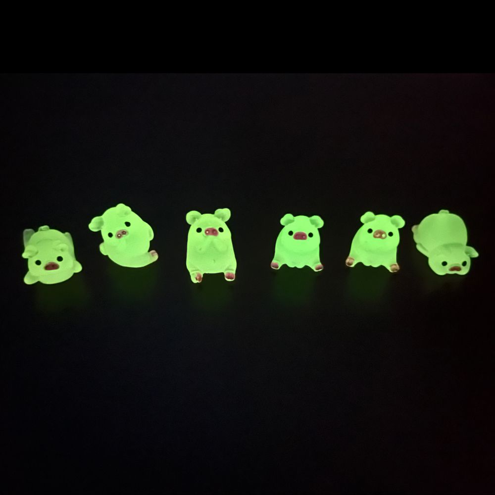 Glow-in-the-dark minivarkentjes (6 st.)