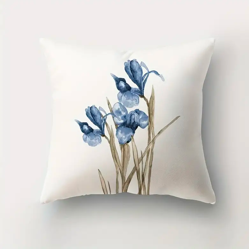 Kussenhoezen met blauwe bloemen