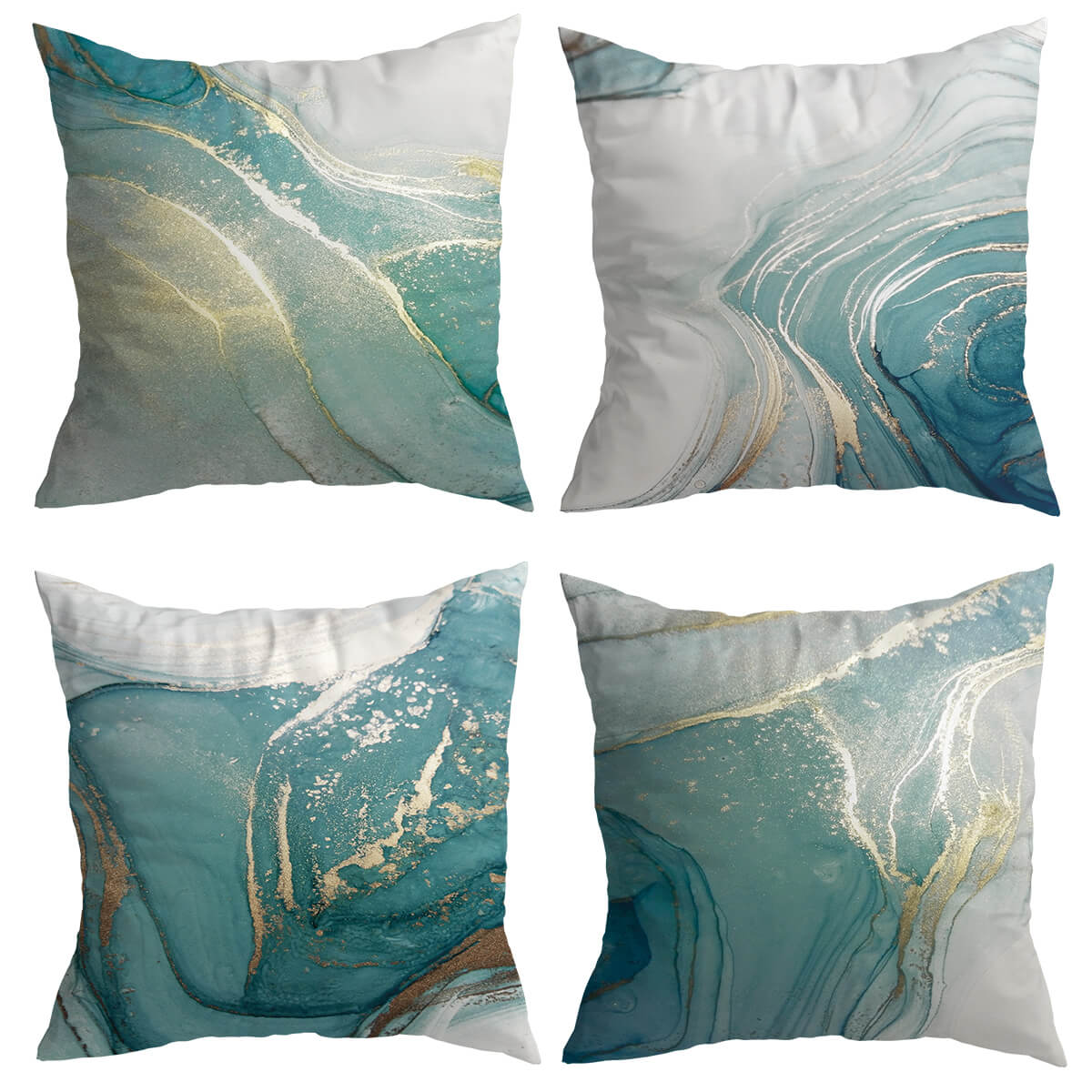 Turquoise Goud Marmer Patroon Kussenhoezen