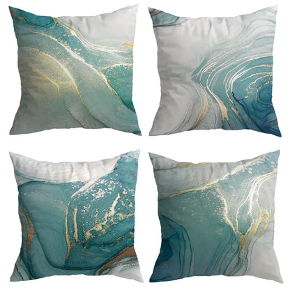 Turquoise Goud Marmer Patroon Kussenhoezen