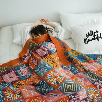 Omkeerbare Boheemse katoenen quilt