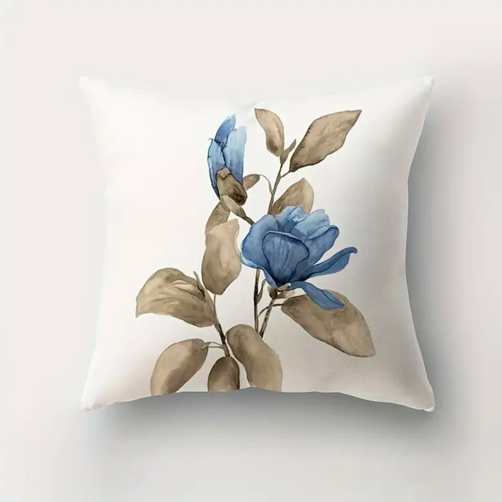 Kussenhoezen met blauwe bloemen