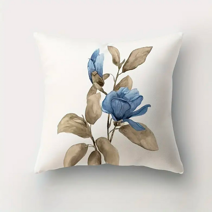 Kussenhoezen met blauwe bloemen