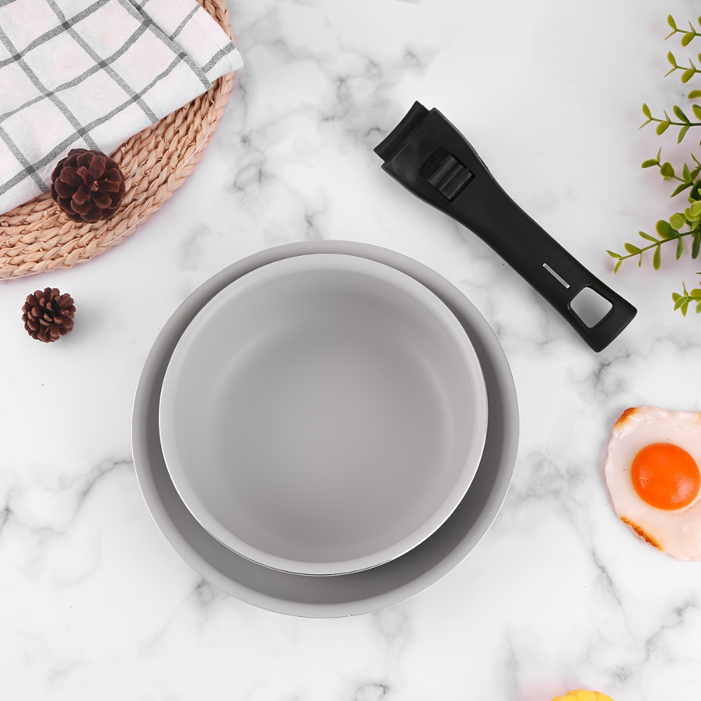 Pannenset met afneembare handgrepen