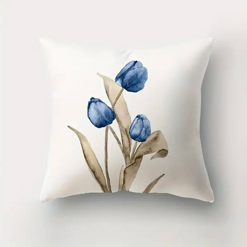 Kussenhoezen met blauwe bloemen