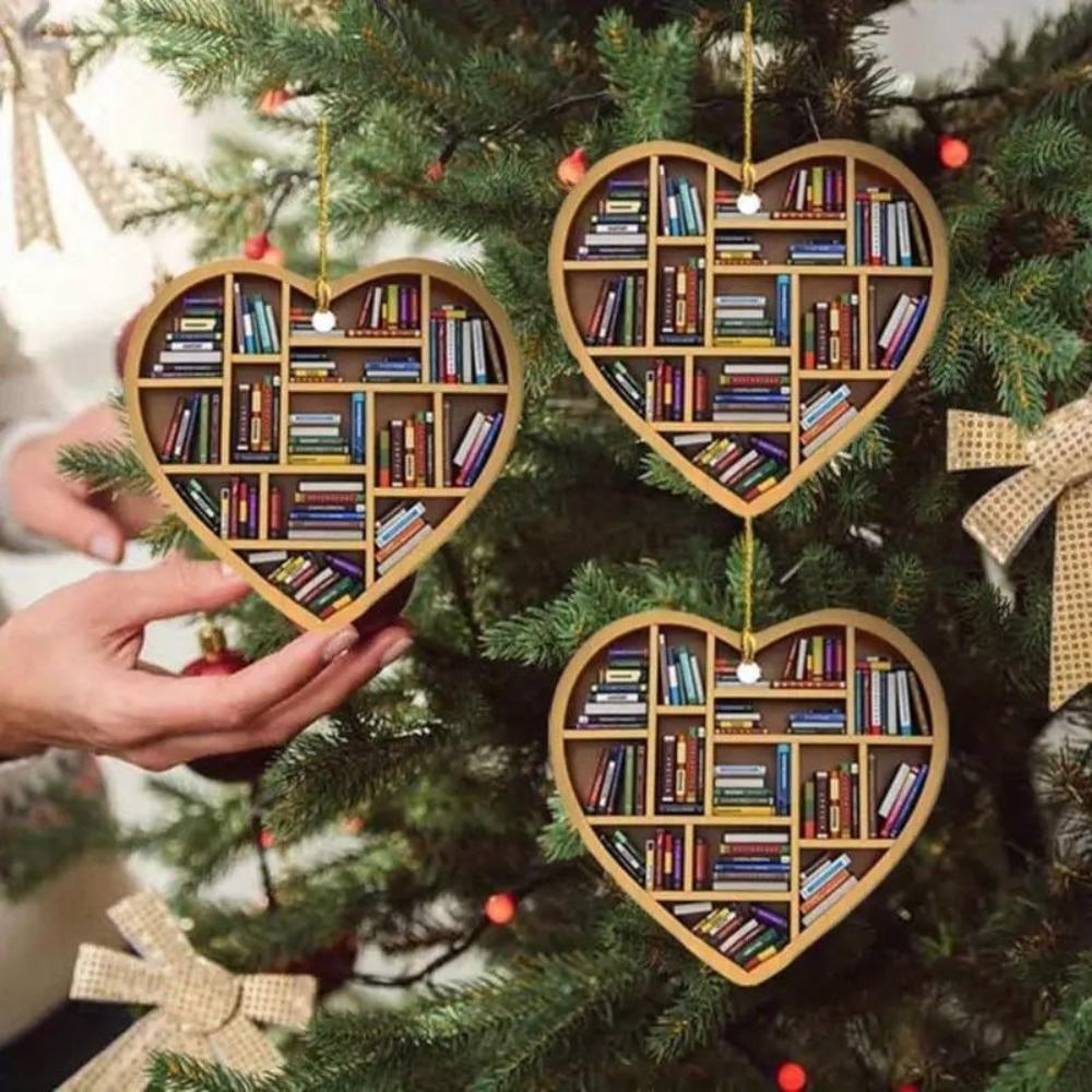 Boekenliefhebbers Hart Ornament