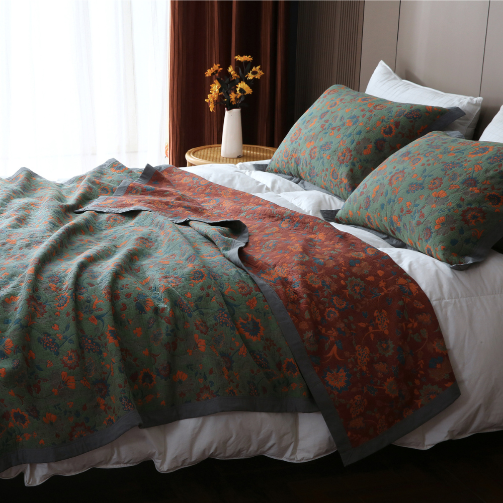 Retro bloemenquilt