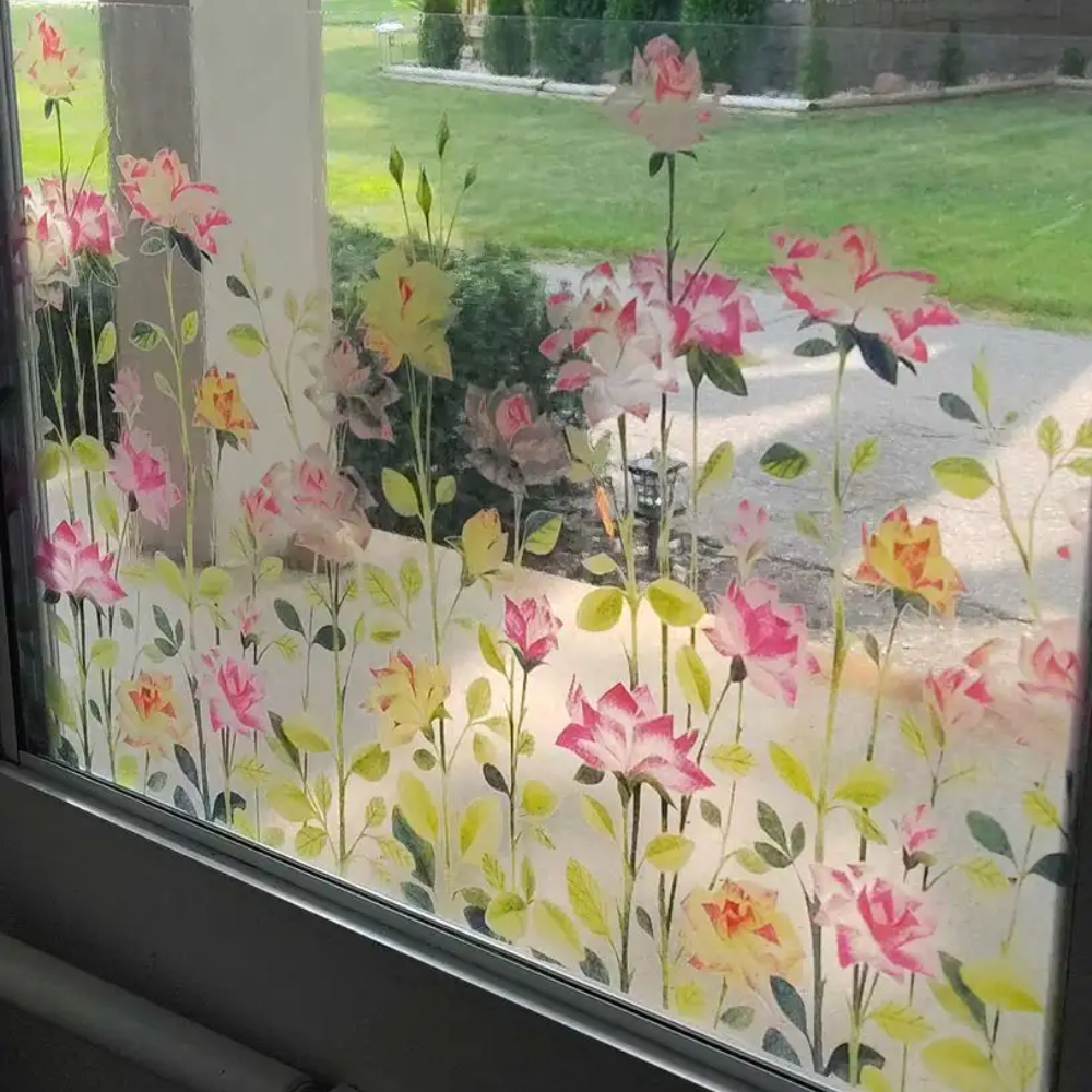 Raamstickers met bloemmotief
