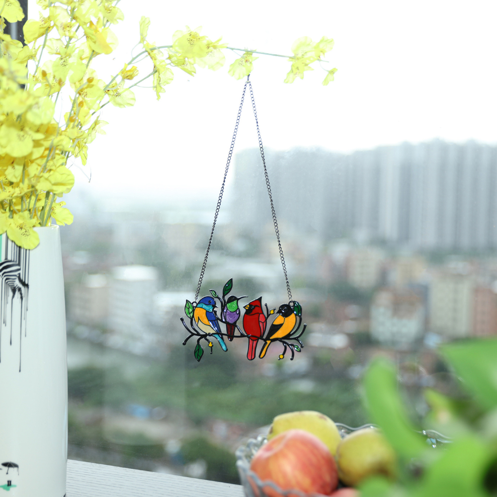 Glas-in-lood-hangers met vogels