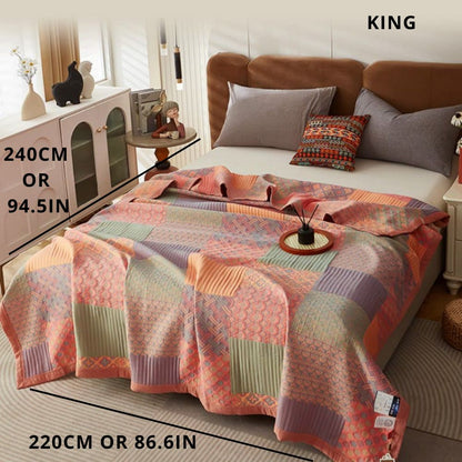 Omkeerbare kleurrijke katoenen vierkante quilt