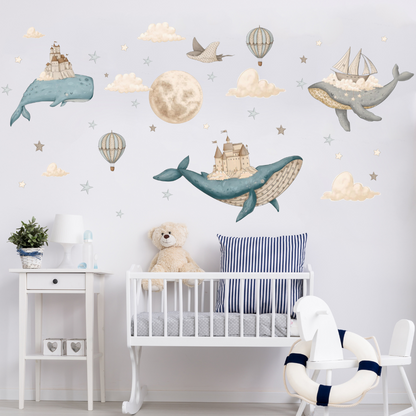 Vliegende Walvis Muursticker