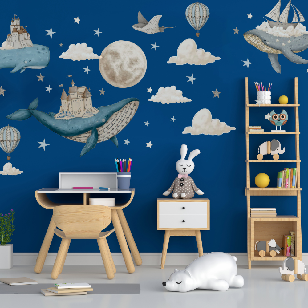 Vliegende Walvis Muursticker