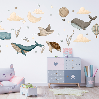 Vliegende Walvis Muursticker