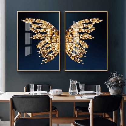 Kristal Vlinder Canvas Schilderijen (2 Stuks)