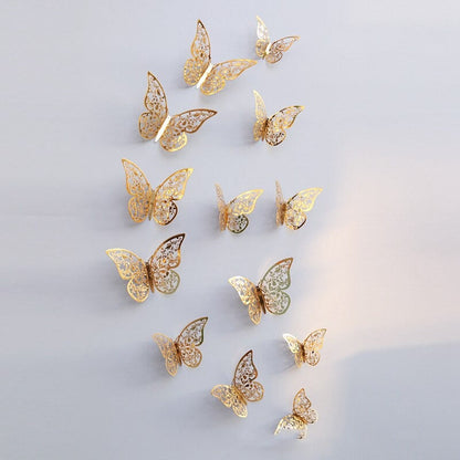 Holle vlinderwanddecoratie (12 stuks)