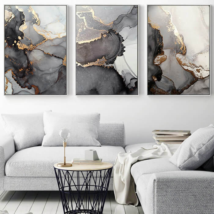 Gouden Marmeren Canvas Schilderijen (3-delige set)