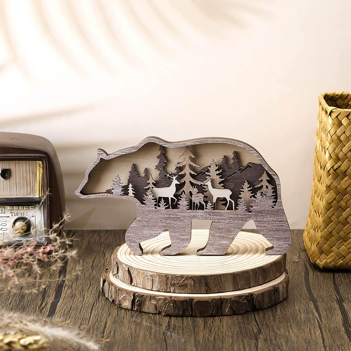 Rustieke decoratie met berg- en dierenthema